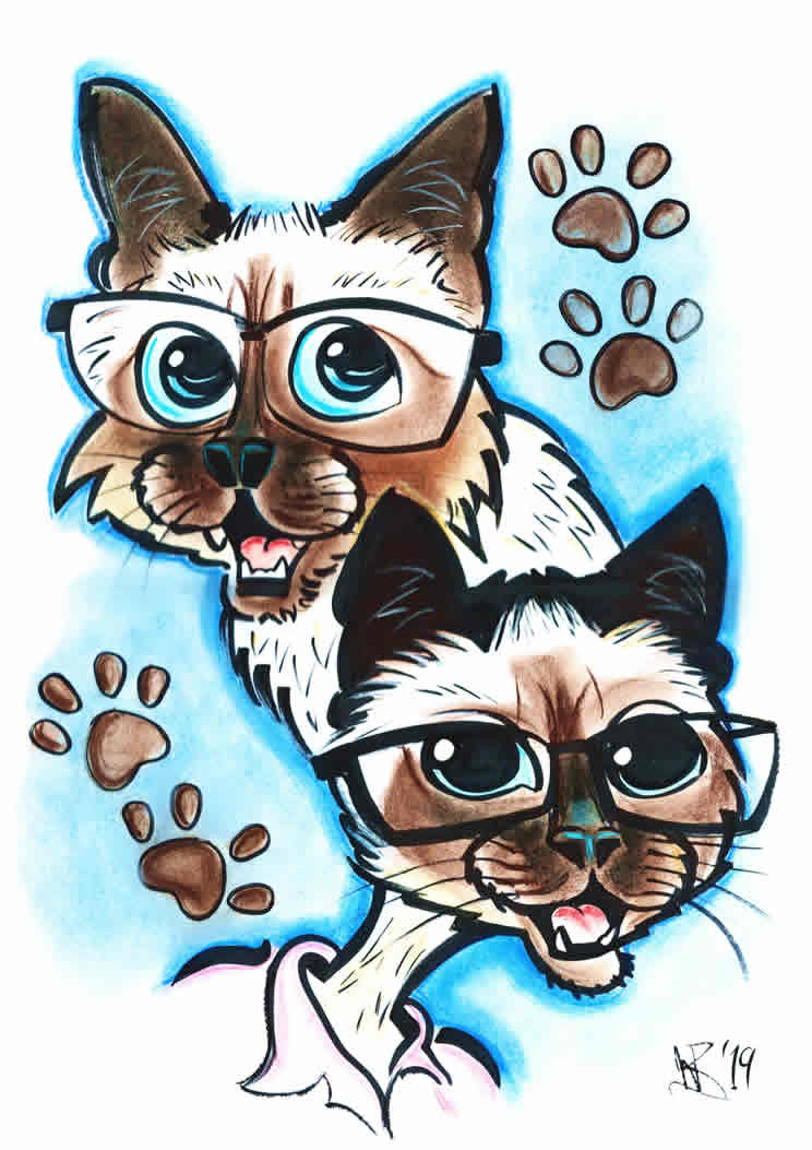 Siamese Cats In Glasses